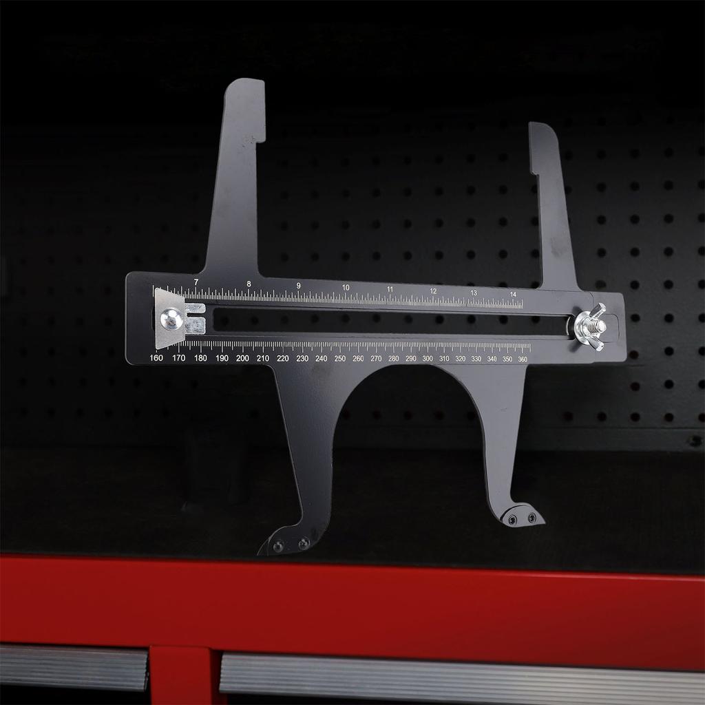 Brake Resetting Gauge Tool 6.5-14.25in Double Scale Stainless Steel Brake Drum Measuring Resetting Tool Brake Reset Gauge