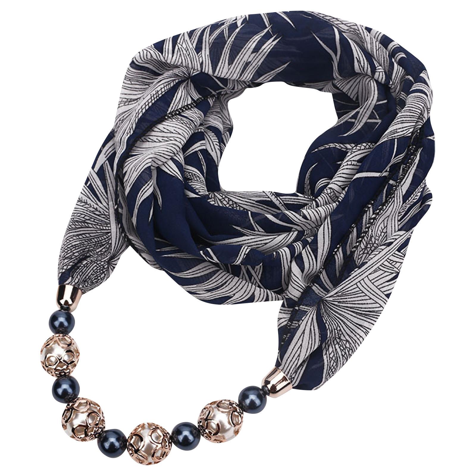 

Великолепные бусины, шарф с круглым кольцом, женские аксессуары для шарфов, ожерелье, шарф в этническом стиле One Size белый