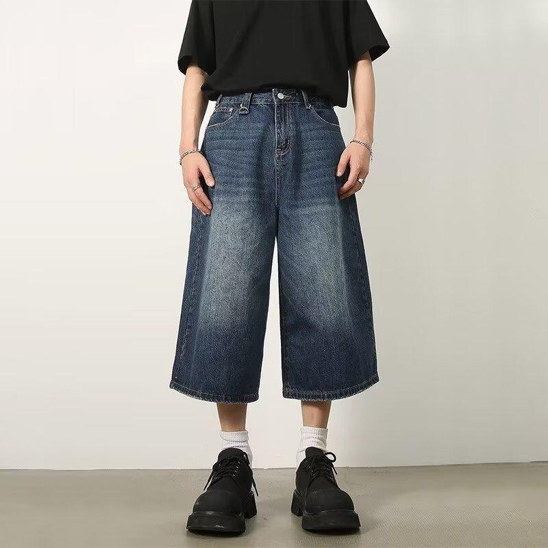 LAOHU Lente Zomer Retro Y2k Baggy Jorts Dames Heren Lage Taille Cropped Jeans Acubi Distressed Frayed Denim Casual Wijde Broeken Mode 2XL