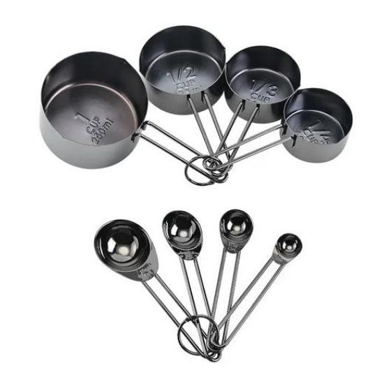 Cucharas medidoras de madera de acero inoxidable, cucharas medidoras, báscula de cocina chapada en cobre y oro rosa, juego de cucharas medidoras para alimentos