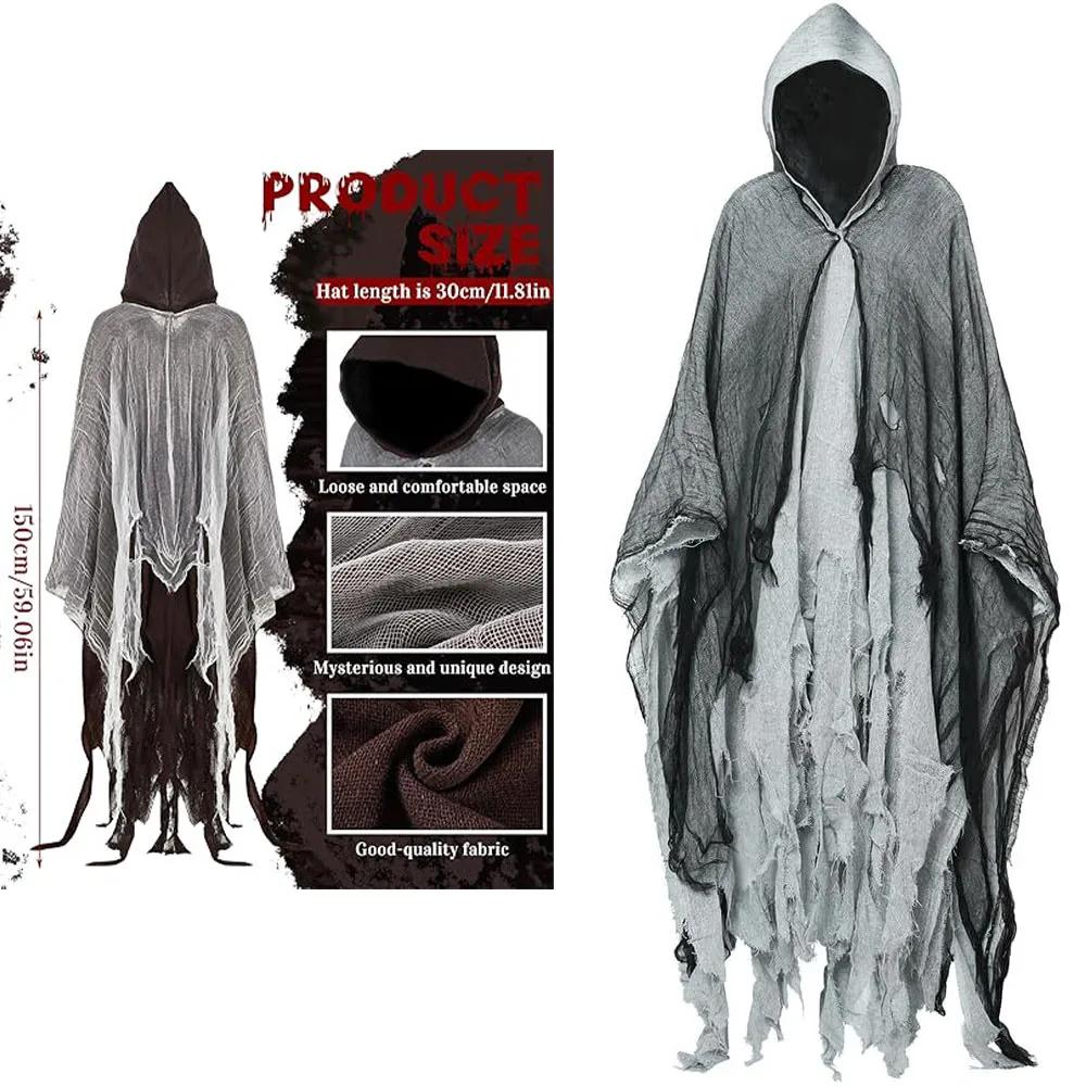 1/2/3PCS Halloween Scary Cloak Cape Costume Skull Zombie Prop for Adults Kid Cosplay Party Haunted House Outdoor Horror Supplies