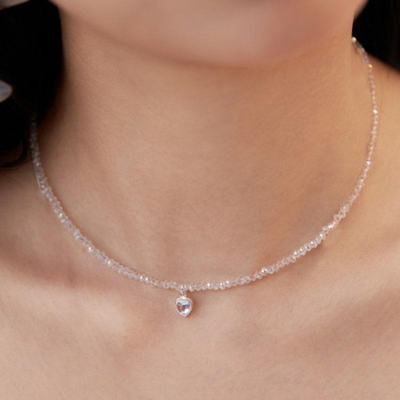 

dmoment (925 Silver) Clear Heart Choker Silver