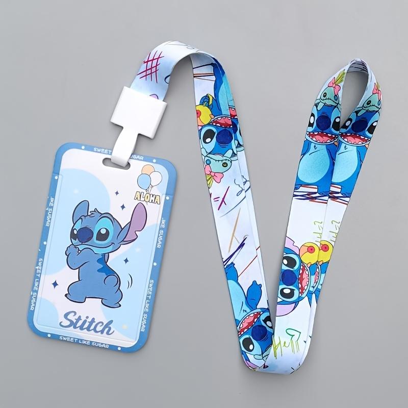Disney Porta-Cartões e Alça de Identificação Stitch - Poliéster Resistente a Arranhões Perfeito para Crachás Escolares, Ônibus, Cartões de Jantar, Presentes de Aniversário