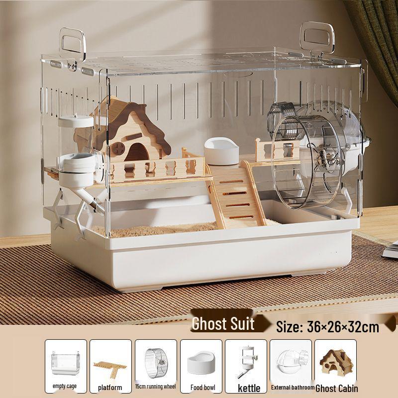 Jaula de Acrílico de Lujo para Hámster: Villa Grande, Transparente, Anti-Mordeduras para Hámsteres Dorados