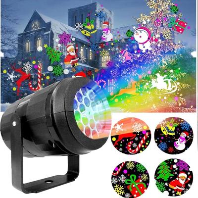 LED Snowflake Projection Lights Snow Elk 16 Patterns Laser Lamp Stage Indoor Lighting New Year Xmas Party Decoration Christmas