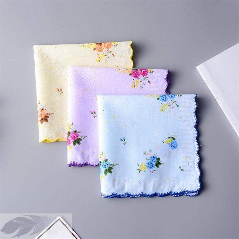

10 Cotton Women s Handkerchief for the Elderly Print Women s Handkerchief Scallop Retro Silk Gingham Classic No. 3 style 3-R52