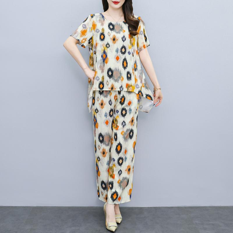 Sommer Damen 2-teiliges Set Übergröße Elegant Lässig Hosenanzüge Damenbekleidung