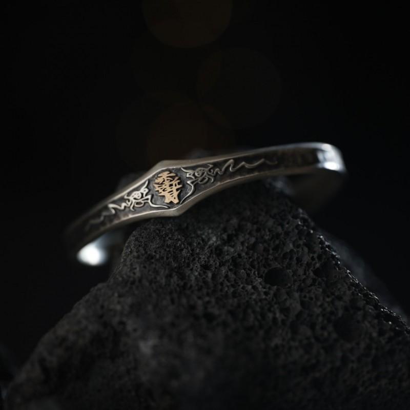 Handmade Bohemian Silver-Plated Bracelet With Mountain Spirit Flower Motif Vintage Ethnic Style Adjustable Wristband