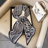 Long oblique corner scarf silk scarf high-end fashion versatile scarf streamer strap bag simulation silk Korean version scarf