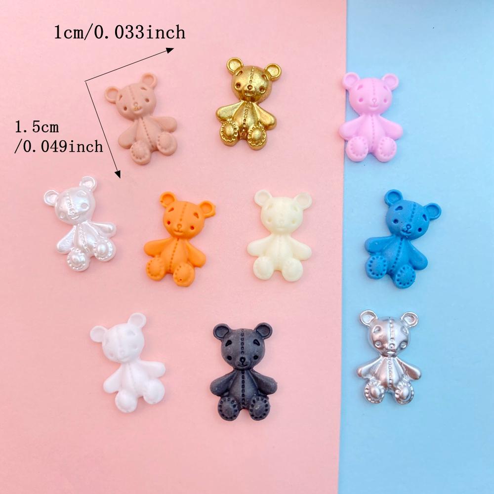 50Pcs New Cute Resin Mini Little Bear Collection Flat Back Parts Embellishments For Hair Bows Nail Enhancement Accessories