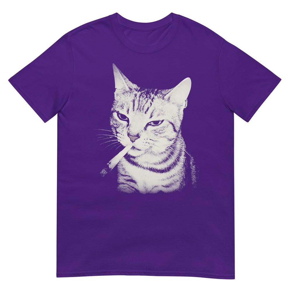 Smoking Cat Cigarette Kitten Funny Meme Stupid Brainrot Tshirt