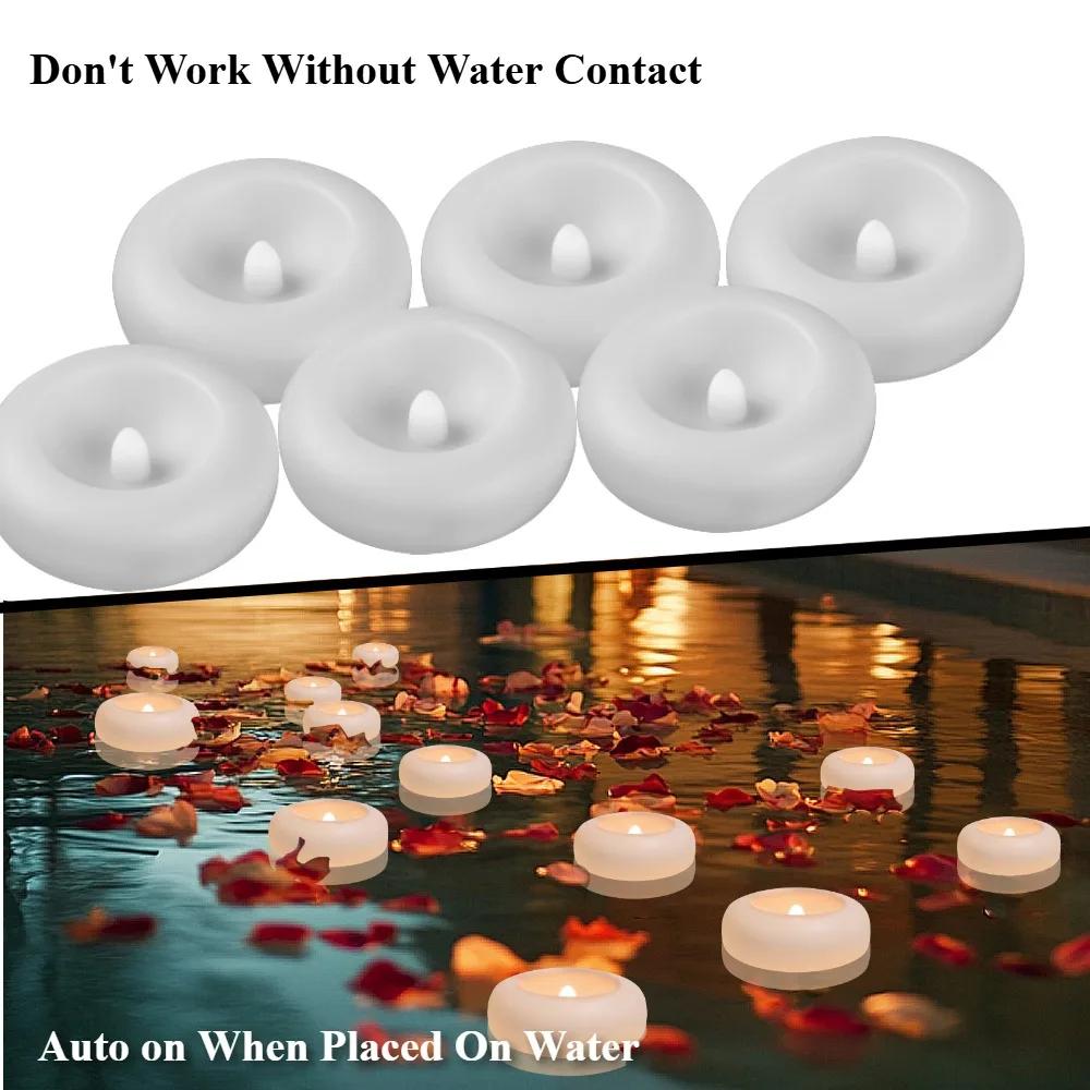 6-24 Pack Flameless LED Floating Candles Battery Operate Waterproof Tealights for Vases Wedding Party Pool Bathtub Decor