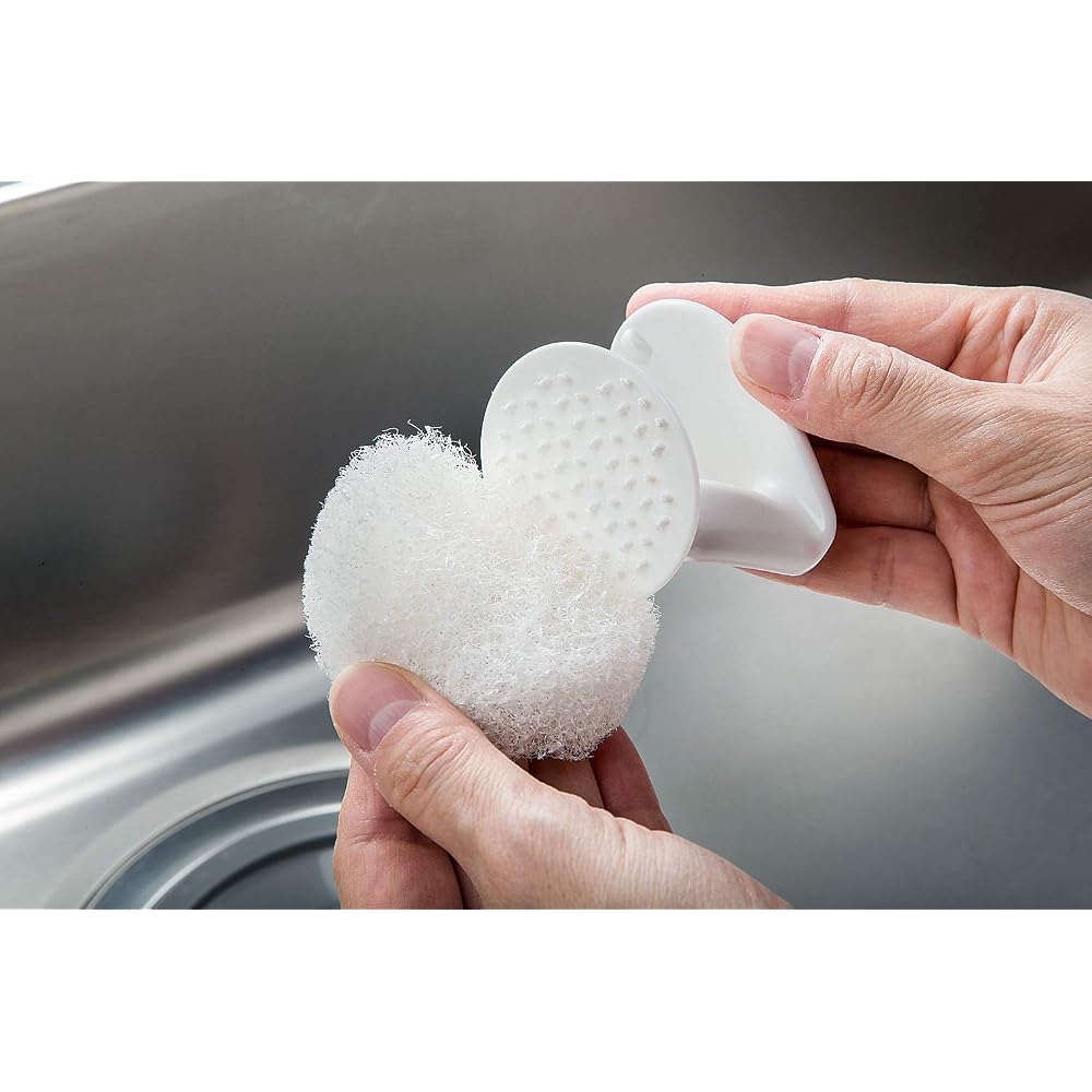 Mameita Kitchen Sponge White 6.5cm x 6.5cm x 7cm Triangle Corner Cleaning Tool for Sink Stains Oil Dirt Made in Japan