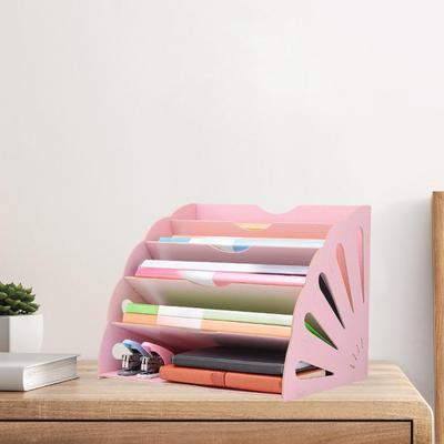 Desk File Organizer Desktop Storage 5 Compartments Postcards Documents Holder Sorter for