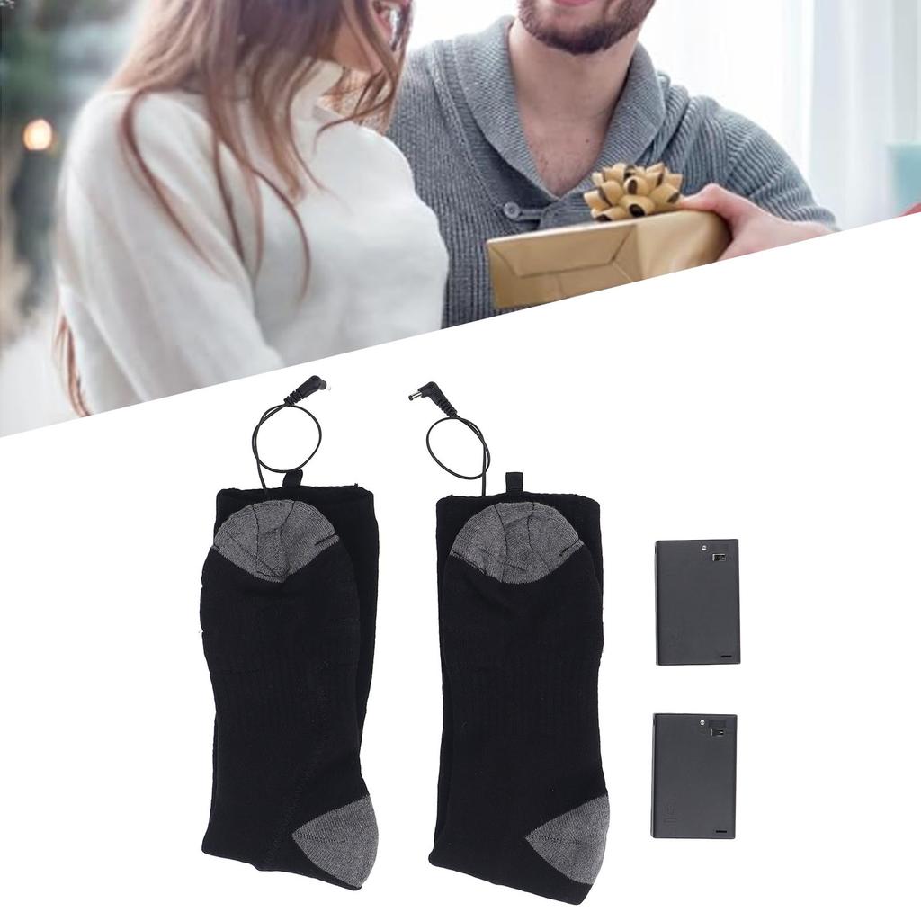 Electric Heated Socks Men Women Rechargeable 2 Sided Heating Washable Portable for Skiing Hiking Camping Uniform Size