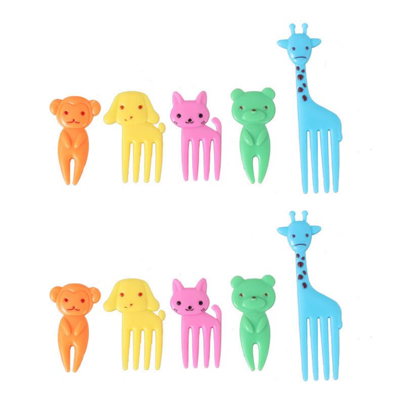 Animal Farm Fruit Fork Mini Cartoon Children Snack Cake Dessert Food Fruit Pick Toothpick Bento Lunches Random Color Party Decor