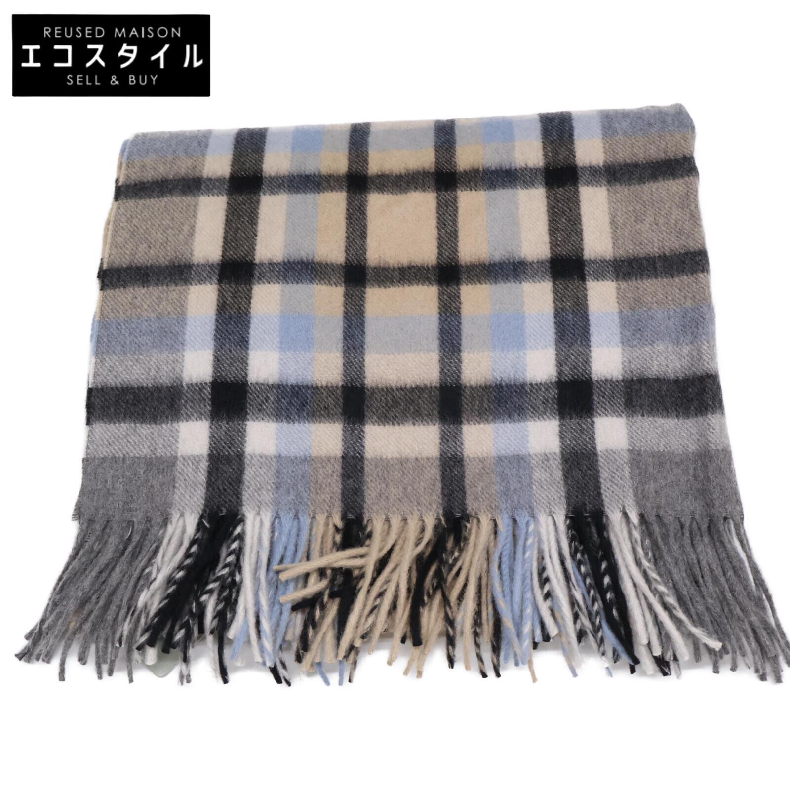 

Joshua Ellis [Brand New] CPG51174 NEW CHECKS2/2TWILL Check Cashmere Fringe Scarf Light gray, black, aqua blue, beigeUsed