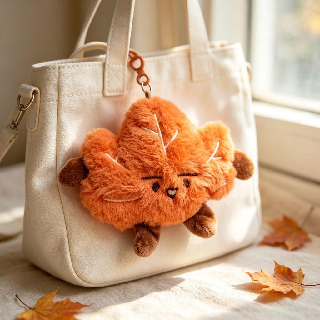 Maple Leaf Fun Plush Doll Keychain - Small Pendant for Backpack and Travel, Couple Design