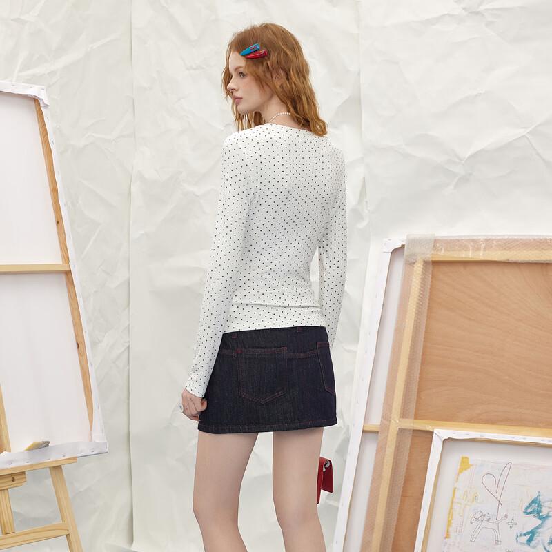 UNIFREE Faux Two-Piece Colorblock Printed Long Sleeve T-Shirt
