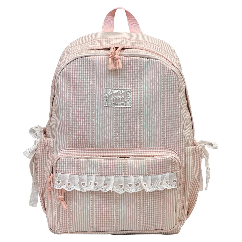 Schoolbag Japanese Plaid Backpack Female Student Schoolbag Junior High School High School Large Capacity Lightweight Girl Wind Backpack Cute Ins