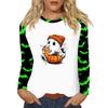Women's T Shirt Halloween Print Long Sleeve Daily Fashion Basic Round Neck Raglan Sleeve Top