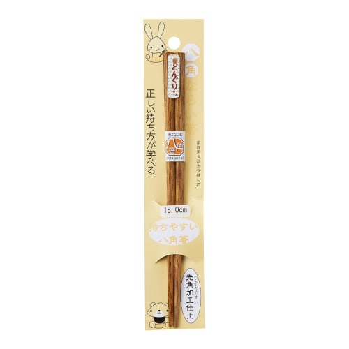 Marujyu Octagonal Wooden Chopsticks, Acorn Design, 18cm, 742362