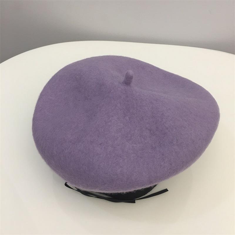 

Шерстяной берет женский осень и зима однотонный простой универсальный шляпа художника ретро шляпа-тыква тренд Average size 55-58CM