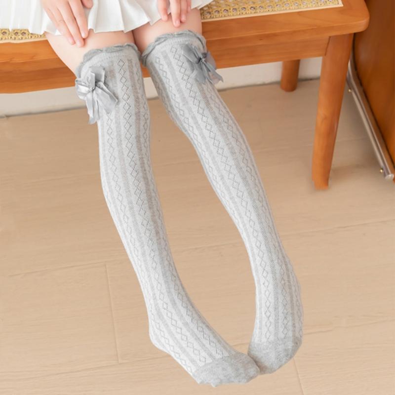 Baby Soft Knee High Sock For Kids Girl Sweet Fashion JK Bow Leggings Stocking Cotton Summer Children School Sock