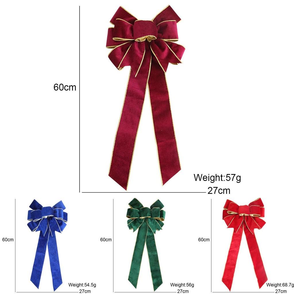 Red Luxurious 60cm Velvet Christmas Bow Decoration For Festive Tree Ornamentation