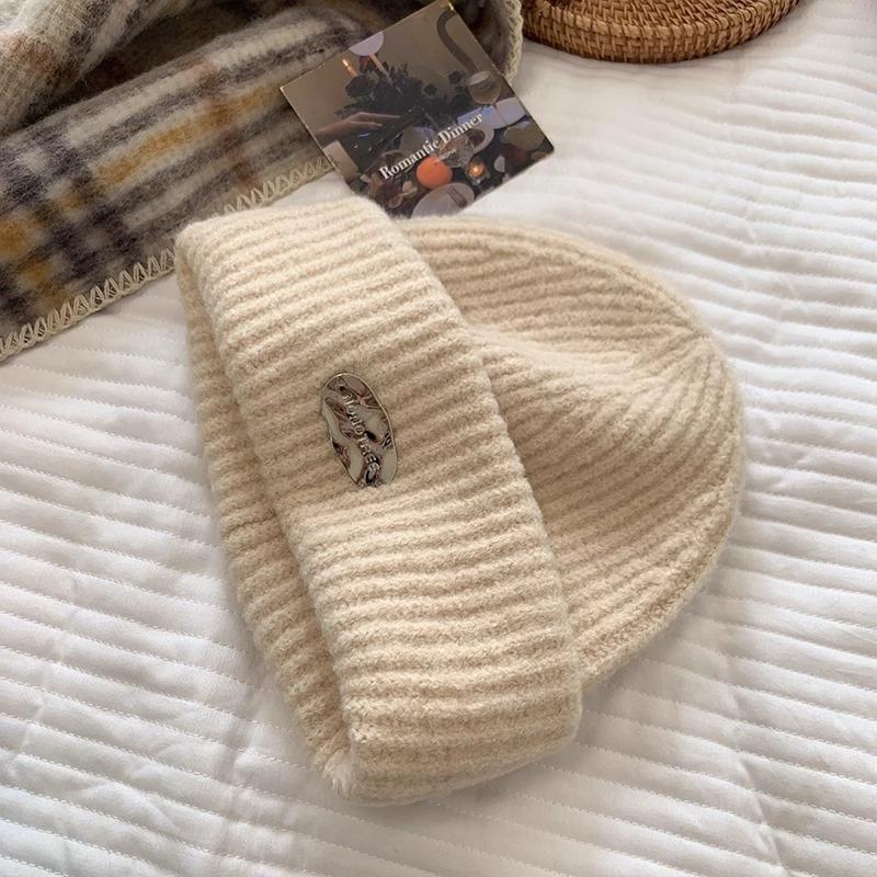 Großer Kopfumfang dicker Wollhut Damen Herbst und Winter vielseitig warm Kältehut Ohrenschutz Gesicht schmaler Strickhut