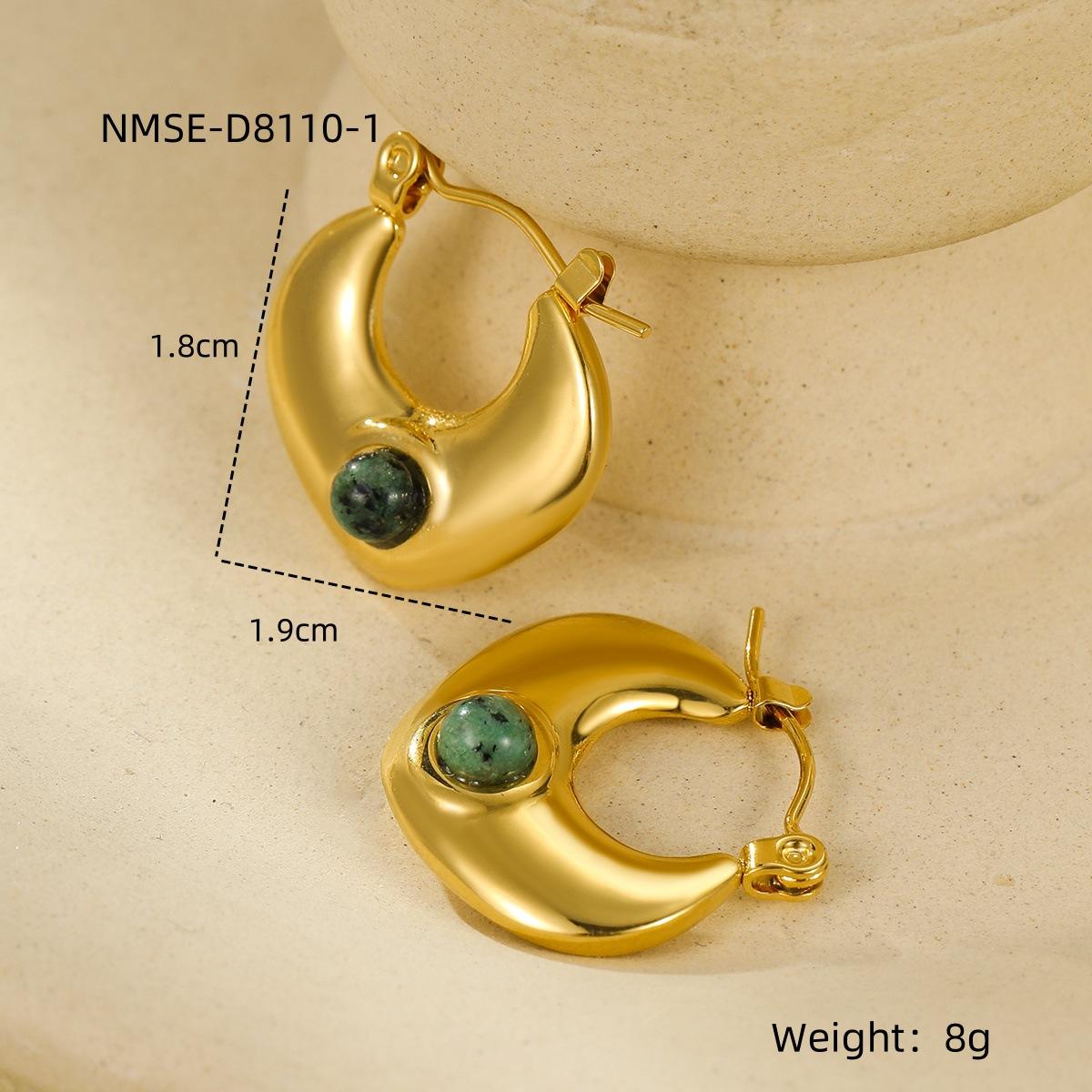 GEMCHIC Women s V-Shape Natural Stone Stainless Steel Earrings Fashion Minimalist Trendy Party Jewelry