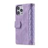 Style 005 For iPhone 16 Pro Zipper Wallet Case Rhombus Stitching Line PU Leather Phone Cover