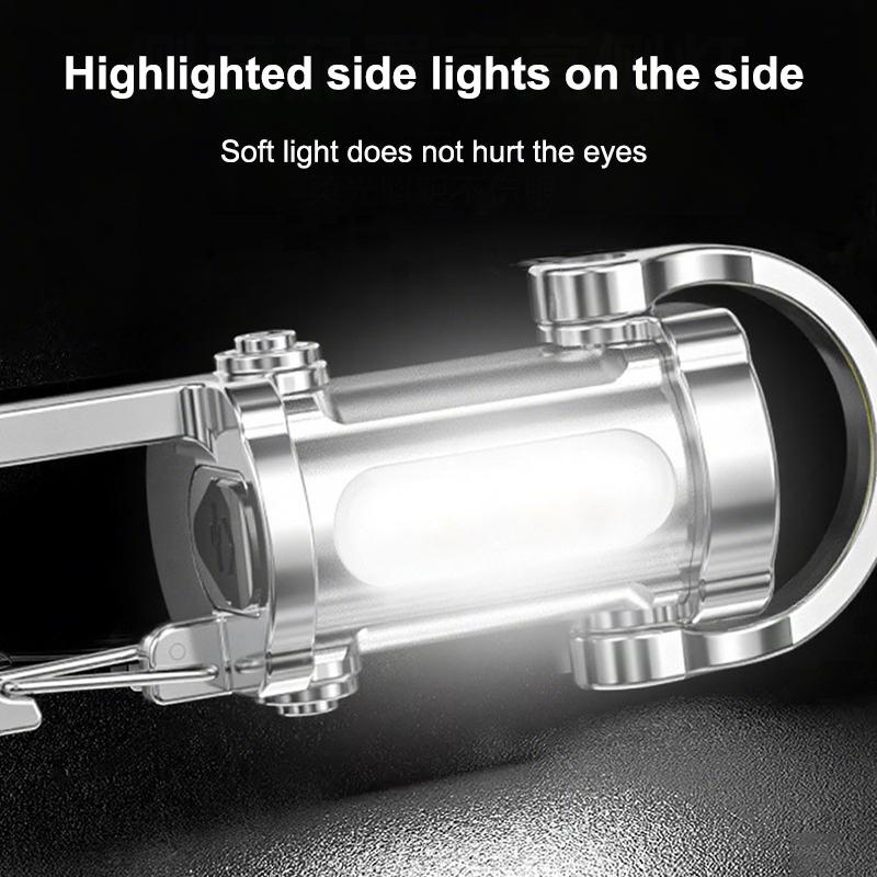 1 PCS USB Rechargeable Keychain Flashlights Multifunction COB Work Light Emergency Keychain Light for Walking Searching Hiking