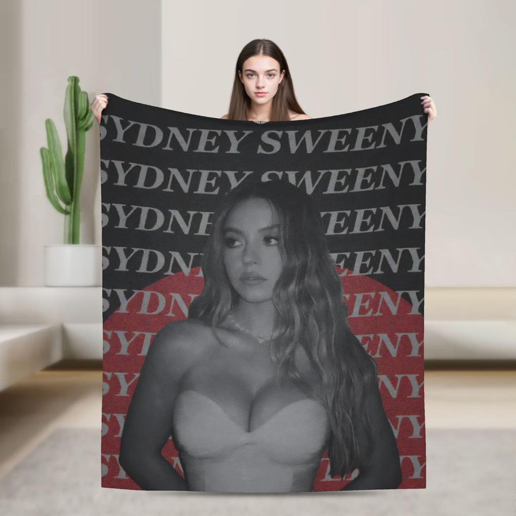 sydney sweeney Flannel Blanket  Super Soft Bedding Throws for Bedroom Picnic Novelty Bedspread Sofa Bed Cover