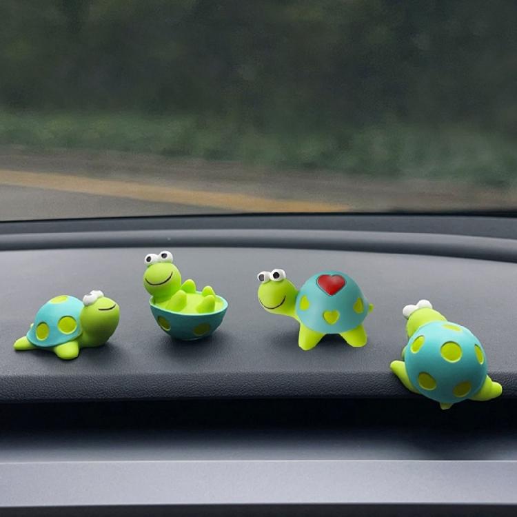 4PCS Lovely Turtles Resin Statues Miniature Resin Turtles Figurines for Car Dashboard and Indoor Display