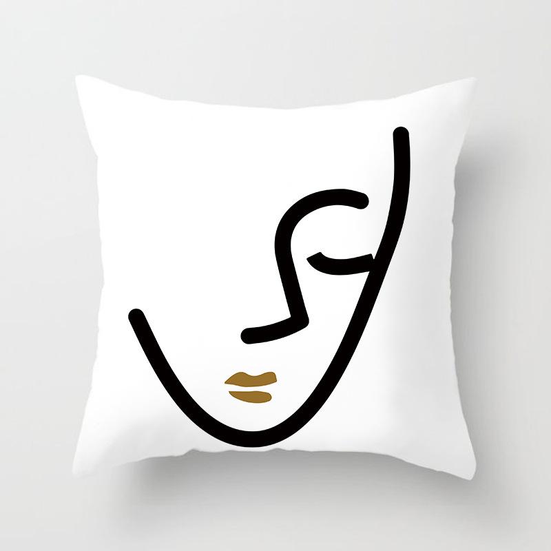 New Ins Nordic-style Pillowcase Geometric Abstract Art Figure Blue Pillow Cushion Cover