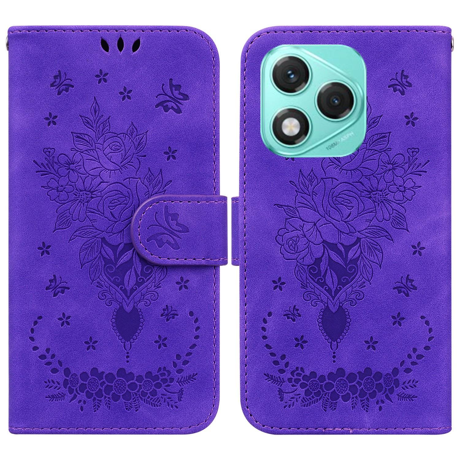 

For Honor 400 Lite 5G Case PU Leather Wallet Phone Cover Butterfly Flower Imprint D