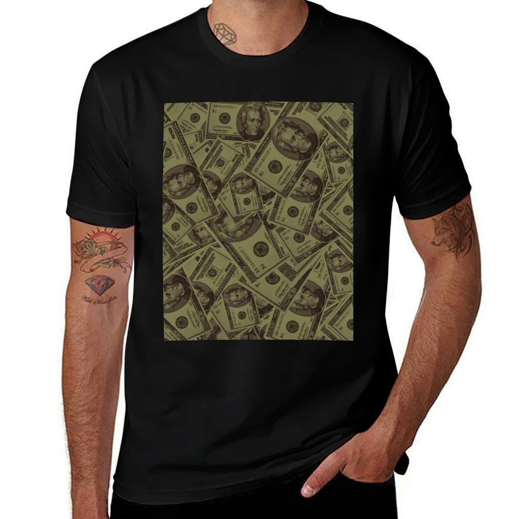 20-Dollar-Schein-Muster Geldwährungsmuster 20 Dollar Perfekte Geschenkidee T-Shirt Lässiger Streetstyle Kurzarm-T-Shirt T-Shirt