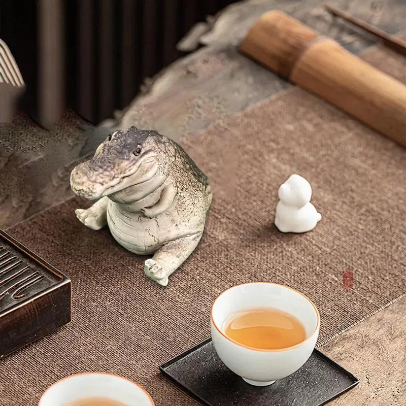 1pc Fat Alligator Tea Petting Little Crocodile Tea Pet Ornaments Handmade Tea Ceremony Tea Play Financial TeaTable Gift
