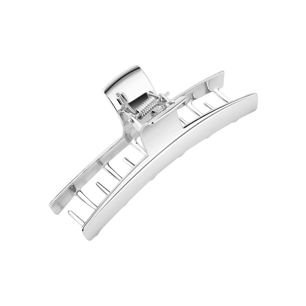 Srebrna Błyszcząca Metalowa Spinka do Włosów dla Kobiet - Wszechstronny Klips Rekin do Stylizacji Włosów z Tyłu Głowy