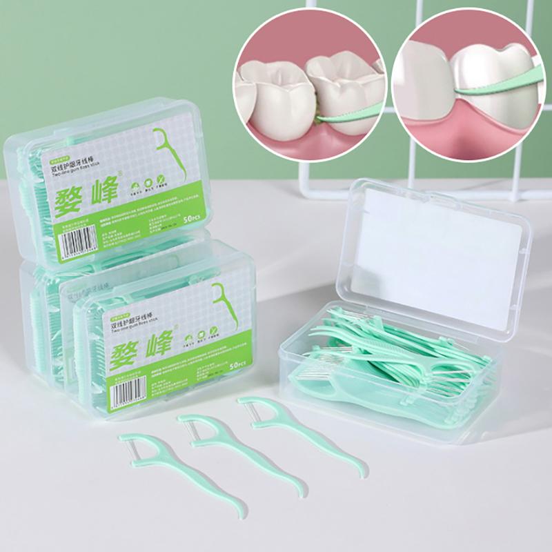 Double Line Dental Floss Mint Disposable Bow Design Portable Oral Cleaning Toothpick Floss Pick Carry-On Adult Teeth Oral Care