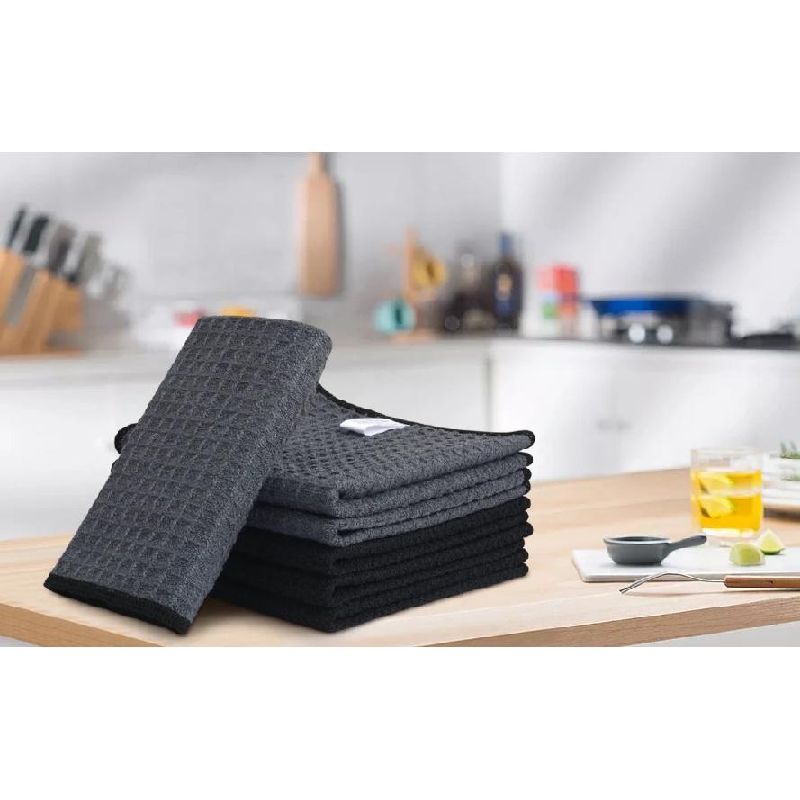 380gsm Thick Microfiber Waffle Weave Dish Drying Cloth Household Kitchen Glass Cleaning Cloth Tea Towels Set 13"x13" 6 Pack