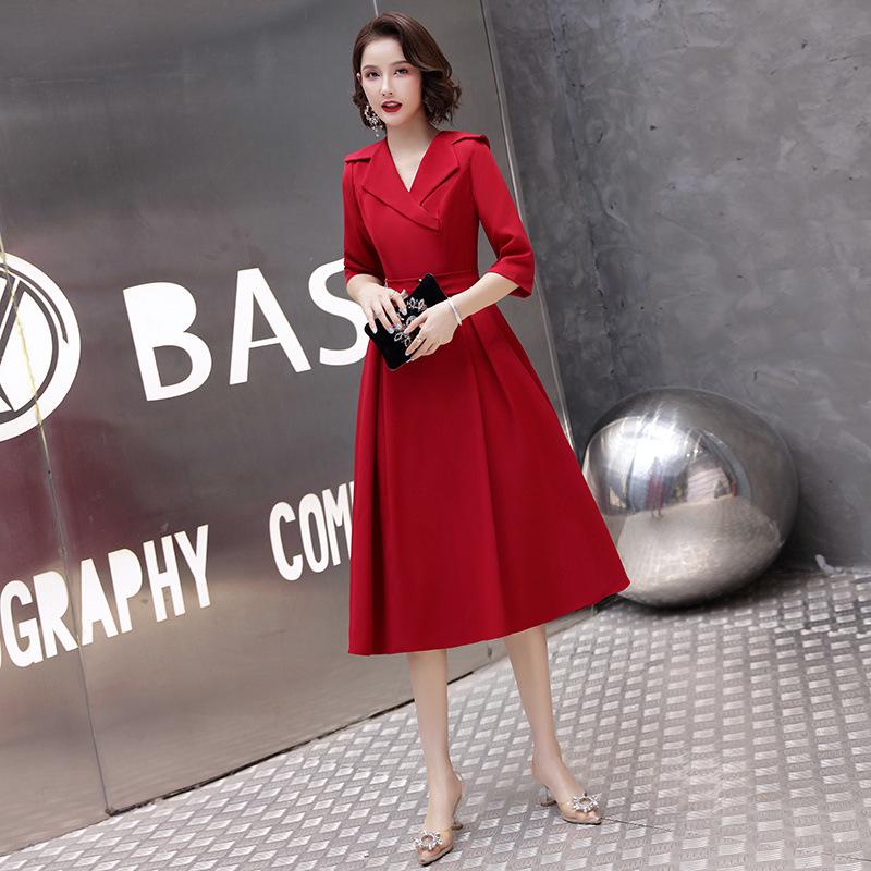 Burgundy Toast Bridal Dress: Versatile Wedding Dress and Everyday Wear for Women, Suitable for Spring and Autumn.