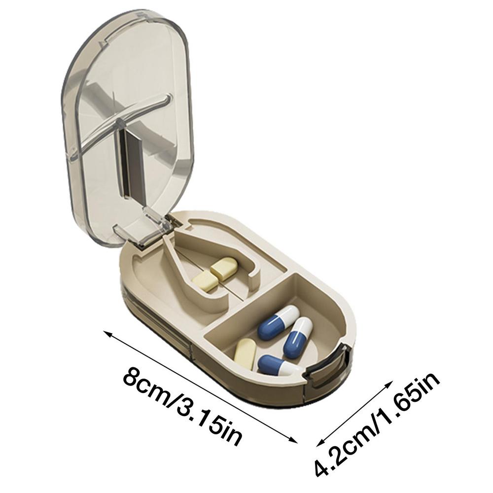 

1pcs Medicine Pill Cutter Box Portable DrugBox Grinder Splitter Medicine Pill Holder Tablet Cutter Splitter Divider Pill Case коричневий