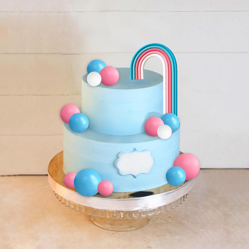 21pcs Pink Blue Rainbow and Spherical Cake Decoration Reveal Gender, Party Baking Decoration, Birthday Party Supplies