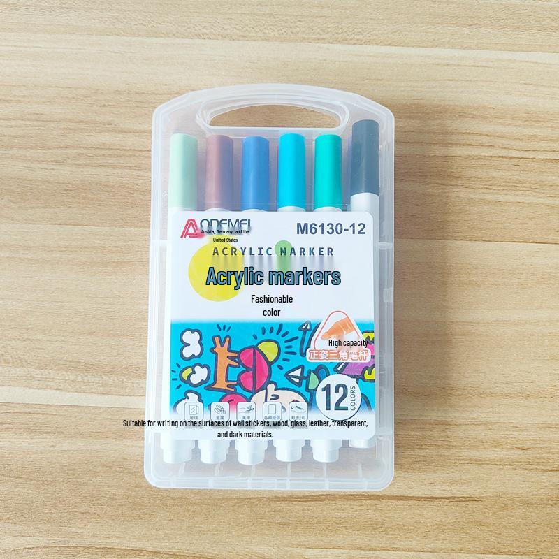 12-Color Acrylic Marker Set for Students' Art & DIY Projects