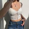 Purely Sweet and Spicy Lace Patchwork Bow Suspender Sexy Perspective Cross Strap Strapless Hot Girl Corset with Design Sense of Ultra-short Vest