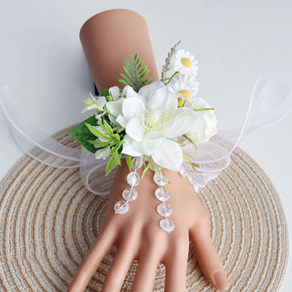 Artificial Flower Bridal Corsage Magnolia Wrist Corsage  Wedding Accessories