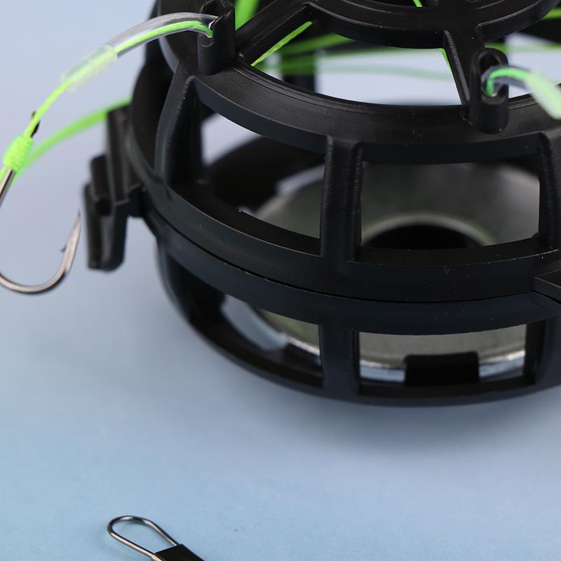 Schnurhaken Angelköderkorb 6 Haken Kohlenstoffstahl Vorfach Futterkorb Blei Design Quadratische Köderform Angel-Federköderkorb