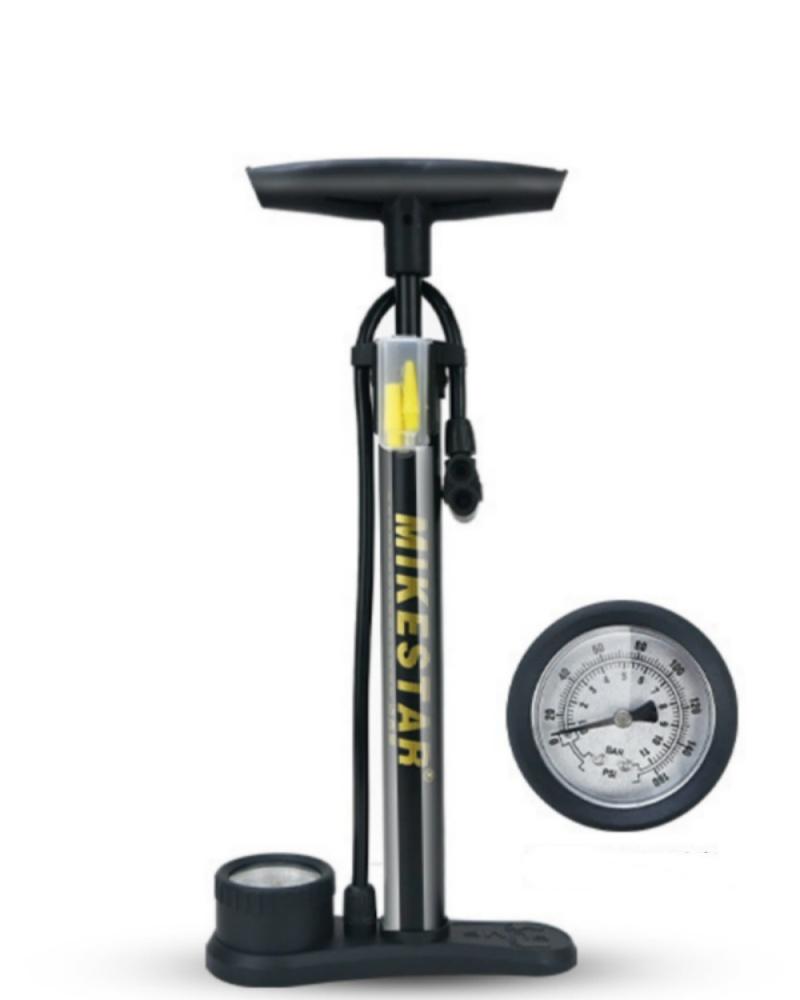 Bicycle Pump 161PSI Air Pump with Pressure Gauge Schrader Presta Valve Adapter Hand Floor High Pressure Pump for Bicycle